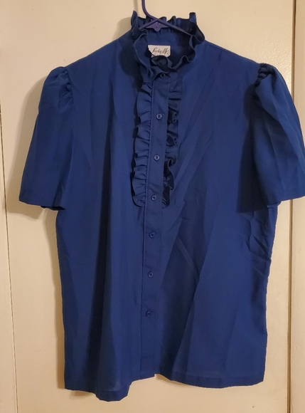 Tops - Vintage Secretary Blouse Puffed Sleeves - Large